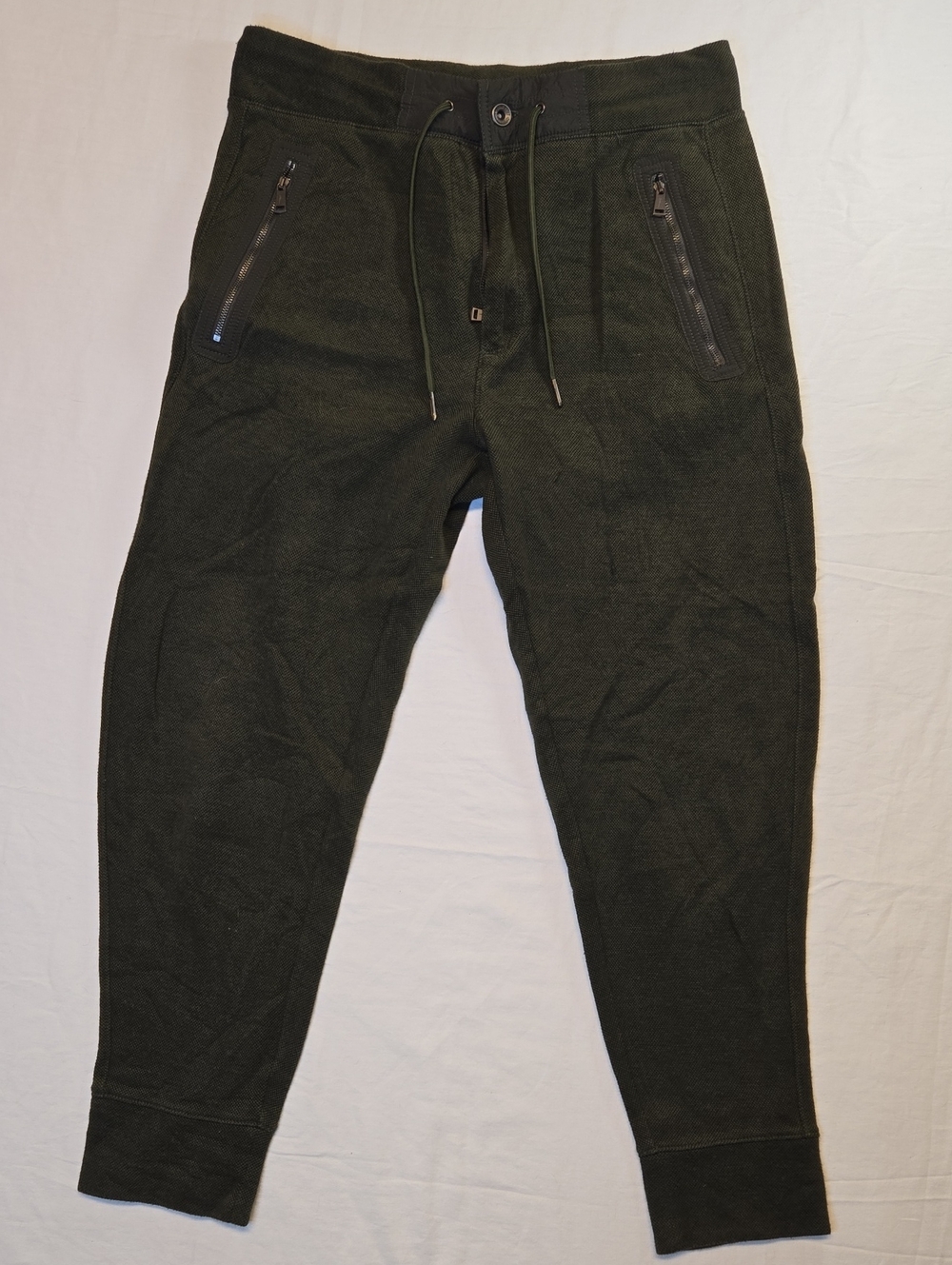 Polo Ralph Lauren Olive Green Knit Style Zip Pocket Jogger Sweatpants